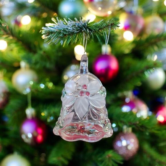 Crystal Mikasa Holiday Bloom Poinsettia Ornament Bell Christmas Decor NIB - Picture 7 of 7